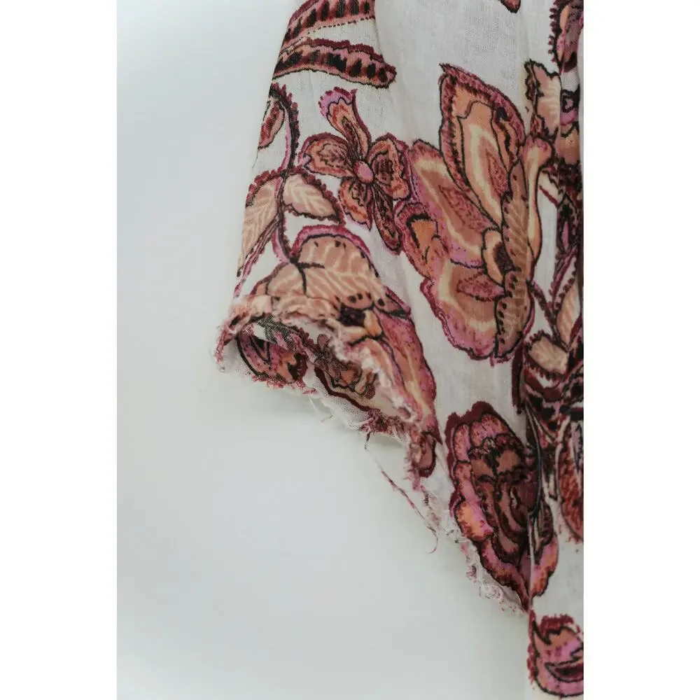 Free People Purple Floral Smocked‎ Top Size Medium